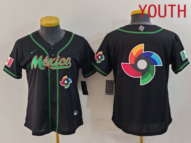 Youth 2024 World Cub Mexico Blank Black Nike MLB Jersey style 1